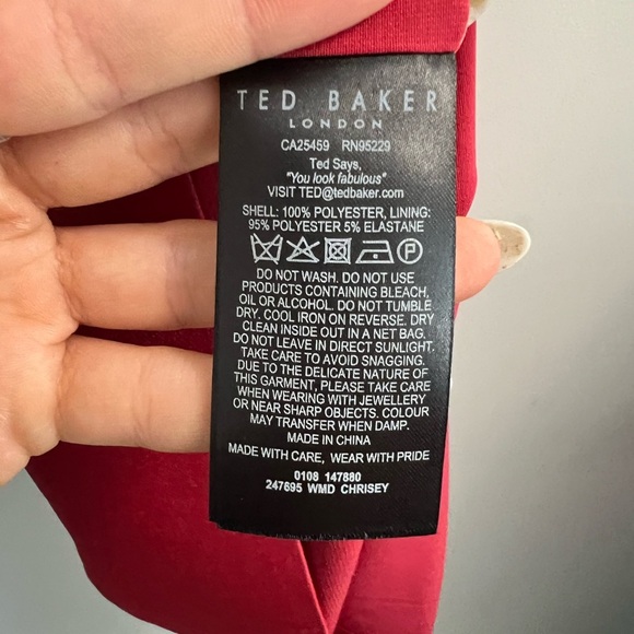 Ted Baker Dress Red Chrisey Fixed Wrap Midi - Size 4 (US 10) - Picture 8 of 10